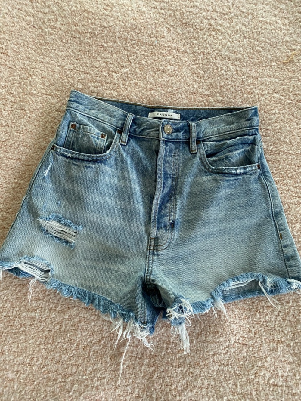 PacSun Light Wash High-Rise Distressed Denim Shorts